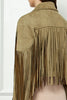 Veveret Suede Fringe Long Sleeve Moto Jacket