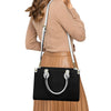 cheetah print sides Women's PU leather twill handbag