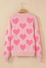 Light Pink Valentine's Day Heart Jacquard Knit Sweater