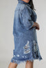 Distressed Raw Hem Button Up Denim Dress