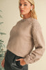 Evergreen Pearl Drop Shoulder Round Neck Sweater