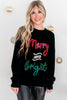 Black Tinsel Merry and Bright Graphic Christmas Sweater