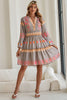 Simply Taupe Ethnic Geometric Print Ruffle Mini Dress