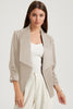 Apricot Solid Lapel Collar Satin Blazer