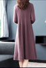 Sweater Dress Mid-Calf Long Chic Female Dresses A-Line Embroidered Wool Knitted Dresses