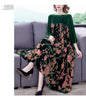 Velvet Dress Women 2024 New Casual Mom's Loose Maxi Robe  Long Sleeves Printing Winter Party Vestidos