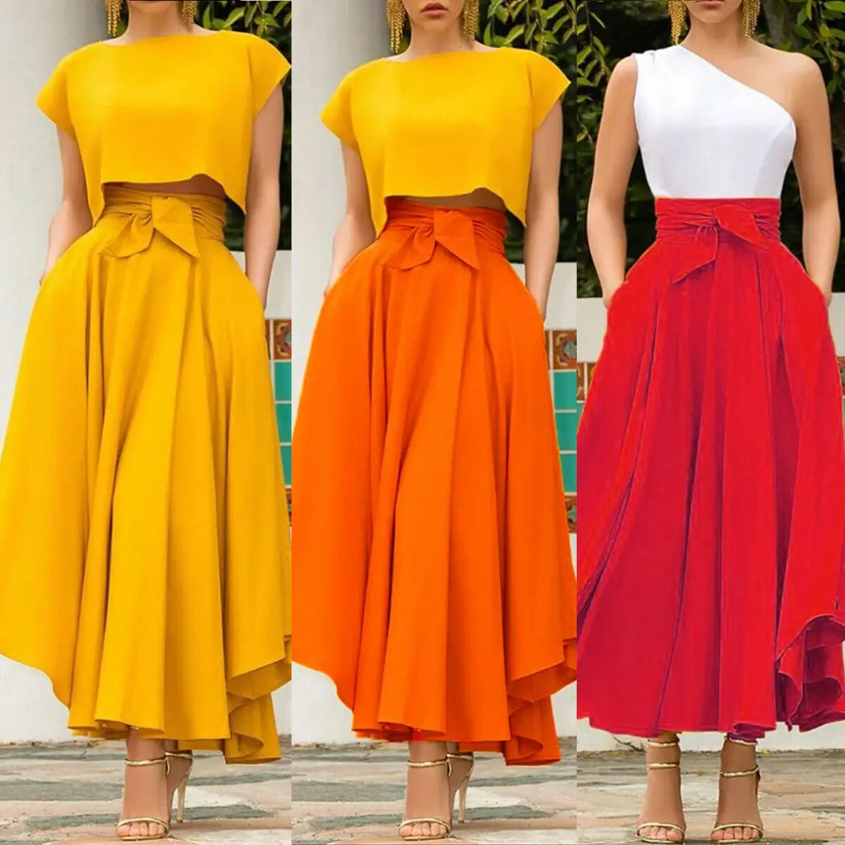 New Fashion Women's Pleated Maxi Skirts Lady Elegant Evening Party High Waist  A-Line Skirt Plus Size faldas