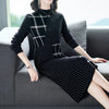 Knitted Sweater Dress Female Autumn Winter Dress Long Sleeve Half Turtleneck Sweater Women Dress Office Lady Casual Mid Dress