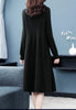 Sweater Dress Mid-Calf Long Chic Female Dresses A-Line Embroidered Wool Knitted Dresses