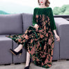 Velvet Dress Women 2024 New Casual Mom's Loose Maxi Robe  Long Sleeves Printing Winter Party Vestidos