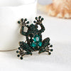 New Cute Green Frog Brooch Pins For Women Kids Fashion Crystal Rhinestone Enamel Animal Badge Men Friendship Party Jewelry Gifts