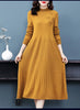 Sweater Dress Mid-Calf Long Chic Female Dresses A-Line Embroidered Wool Knitted Dresses