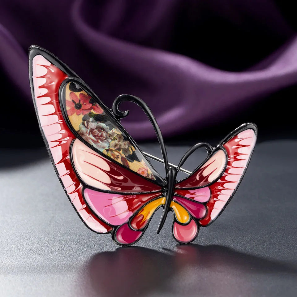 Zlxgirl jewelry Nice cute colorful butterfly women Enamel  brooches pins jewelry fashion women couple hijab accessory pin broach