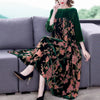 Velvet Dress Women 2024 New Casual Mom's Loose Maxi Robe  Long Sleeves Printing Winter Party Vestidos