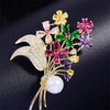 Luxury Pink Zircons Brooch for Women Fashion Flower Brooches Pins Colorful Crystal Sunflower Broach Jewelry broche femme bijoux