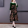 Velvet Dress Women 2024 New Casual Mom's Loose Maxi Robe  Long Sleeves Printing Winter Party Vestidos