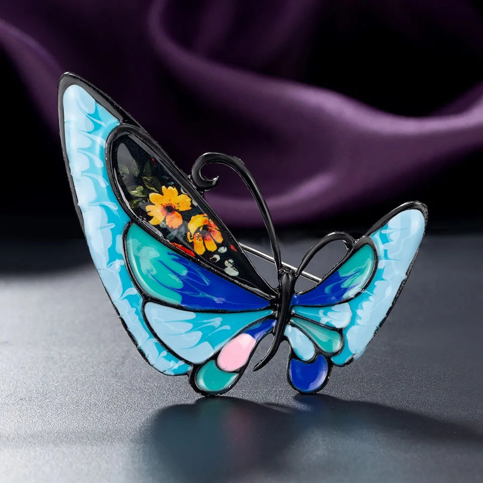 Zlxgirl jewelry Nice cute colorful butterfly women Enamel  brooches pins jewelry fashion women couple hijab accessory pin broach