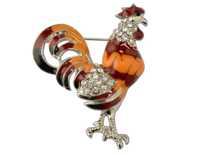 Enamel Chicken Cock Brooch Pin Female Lapel Pin Alloy Rooster Broach Accessories Animal New Year Gift