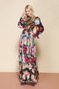 LD LINDA DELLA Fashion Runway Summer Long Sleeve Maxi Dress Women's elastic Waist Floral Print Elegant Party Holiday Long Dress