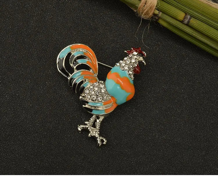 Enamel Chicken Cock Brooch Pin Female Lapel Pin Alloy Rooster Broach Accessories Animal New Year Gift