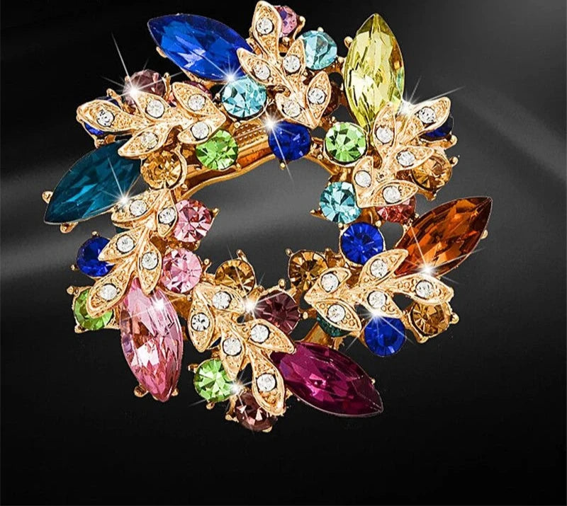 Cheap Vintage Rhinestone Female Wedding Flower Brooch Bouquet Poppy Crystal Broches Pearl Broach Scarf Lapel Hijab Pins Jewelry