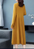 Sweater Dress Mid-Calf Long Chic Female Dresses A-Line Embroidered Wool Knitted Dresses