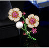 Luxury Pink Zircons Brooch for Women Fashion Flower Brooches Pins Colorful Crystal Sunflower Broach Jewelry broche femme bijoux