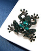 New Cute Green Frog Brooch Pins For Women Kids Fashion Crystal Rhinestone Enamel Animal Badge Men Friendship Party Jewelry Gifts