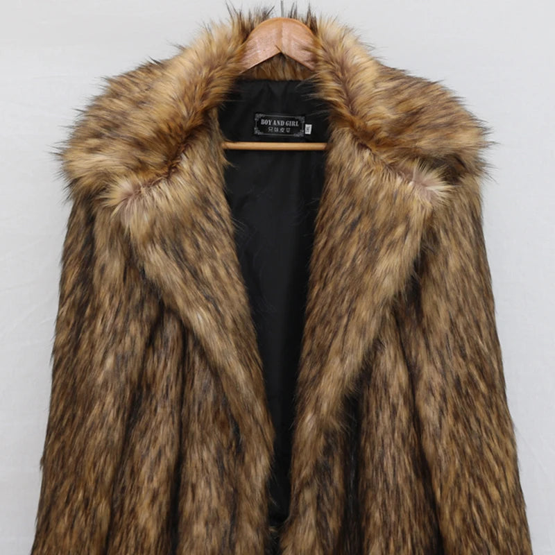 New autumn and winter fur coat for women, a coat of imitation raccoon fur, a long warm windbreaker in large size, fur jacket