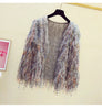 Furry Tassels Long-sleeved Knitted Cardigan Women's Autumn/winter Casual Sweater Jacket