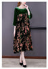 Velvet Dress Women 2024 New Casual Mom's Loose Maxi Robe  Long Sleeves Printing Winter Party Vestidos