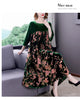 Velvet Dress Women 2024 New Casual Mom's Loose Maxi Robe  Long Sleeves Printing Winter Party Vestidos