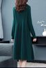 Sweater Dress Mid-Calf Long Chic Female Dresses A-Line Embroidered Wool Knitted Dresses