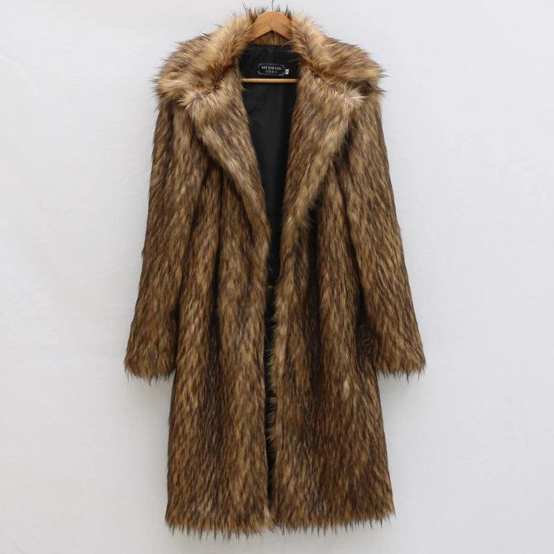 New autumn and winter fur coat for women, a coat of imitation raccoon fur, a long warm windbreaker in large size, fur jacket