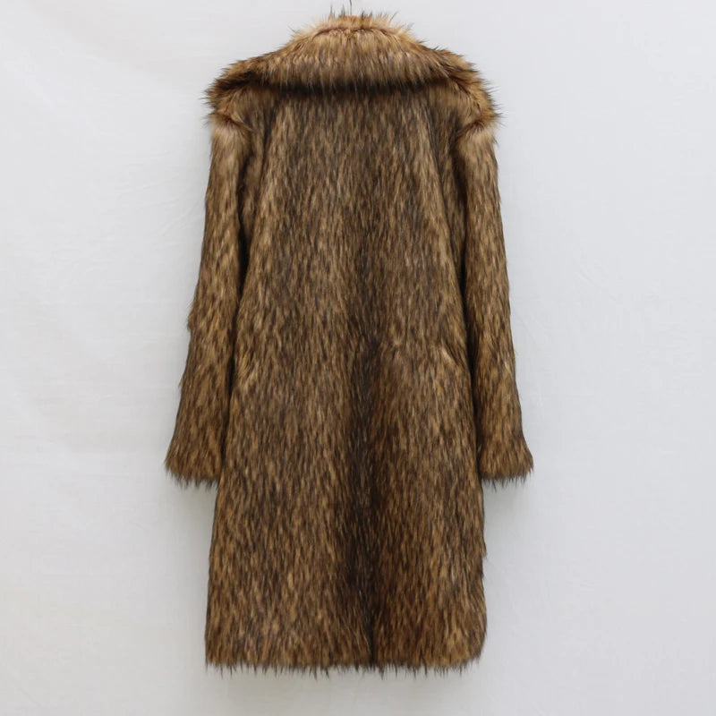 New autumn and winter fur coat for women, a coat of imitation raccoon fur, a long warm windbreaker in large size, fur jacket