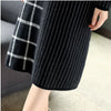 Knitted Sweater Dress Female Autumn Winter Dress Long Sleeve Half Turtleneck Sweater Women Dress Office Lady Casual Mid Dress