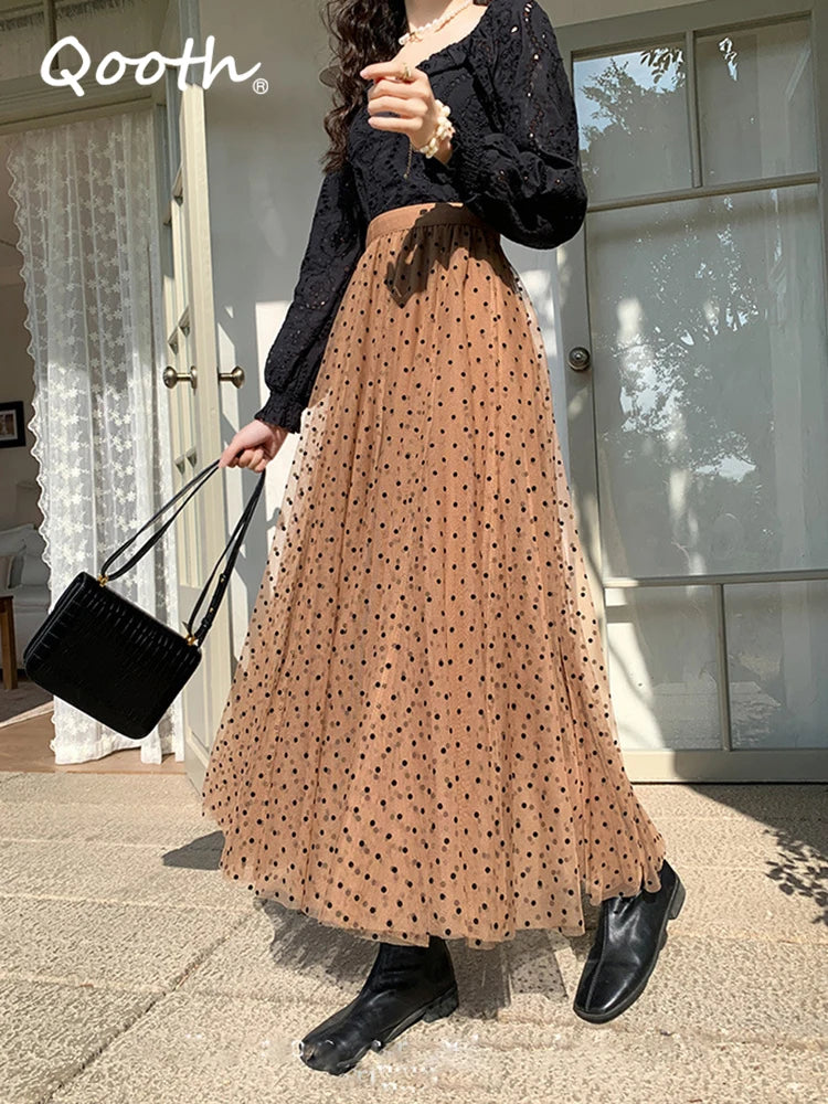 Polka Dot Mesh Skirt