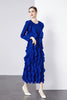 Sanzhai Pleated Spring and Autumn European and American Style Long-Sleeved Dress