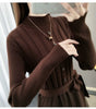 Hot Semi-High Collar Lace Temperament Autumn and Winter Dress