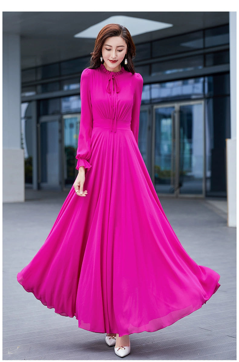 Younger Slim-Fit Swing Slimming Travel Chiffon Dress