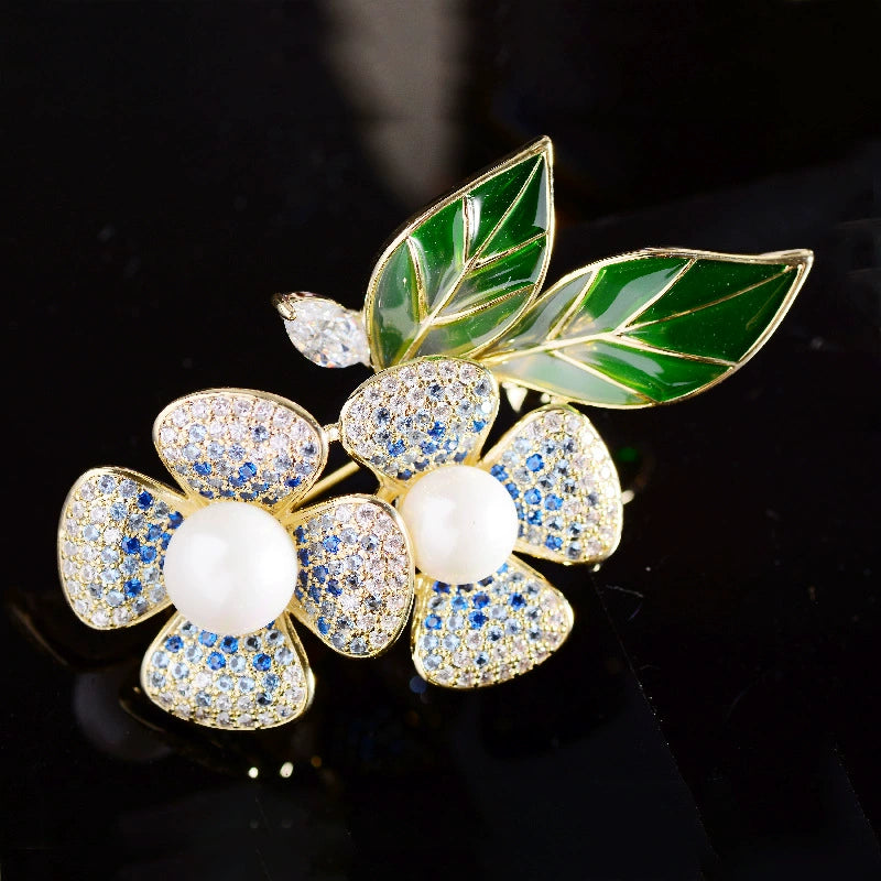 Korean Style Micro Inlaid Zircon Flower Corsage Fashion New Suit Coat Pin Accessories Elegant Magnolia Brooch for Women