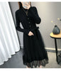 Hot Semi-High Collar Lace Temperament Autumn and Winter Dress