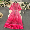 Women's European Style Long Dress Pleated Skirt Heavy Industry Beads