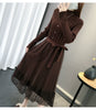 Hot Semi-High Collar Lace Temperament Autumn and Winter Dress