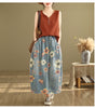 Artsy Casual Patchwork Mid Length Long Length Denim Skirt