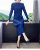 Sanzhai Pleated Spring and Autumn European and American Style Long-Sleeved Dress