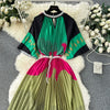 Women's European Style Long Dress Pleated Skirt Heavy Industry Beads