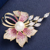 Korean Style Micro Inlaid Zircon Flower Corsage Fashion New Suit Coat Pin Accessories Elegant Magnolia Brooch for Women