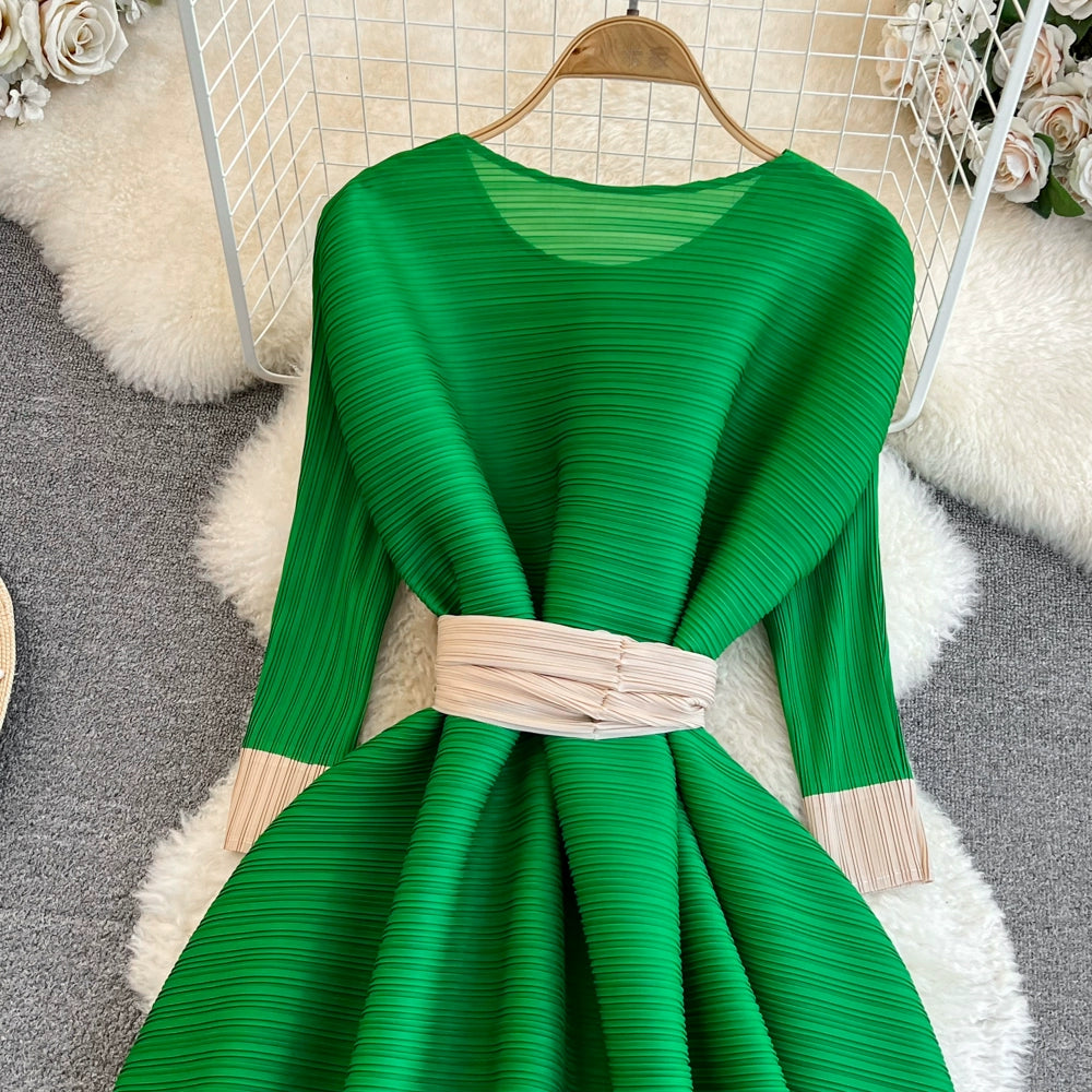 Sanzhai Ruched Lightly Mature Long Sleeves Dress Mom Clothes