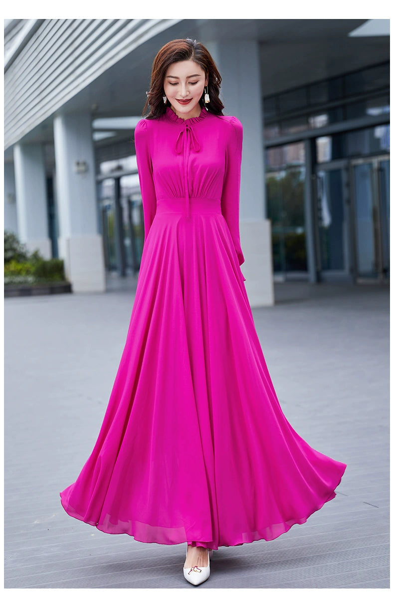 Younger Slim-Fit Swing Slimming Travel Chiffon Dress